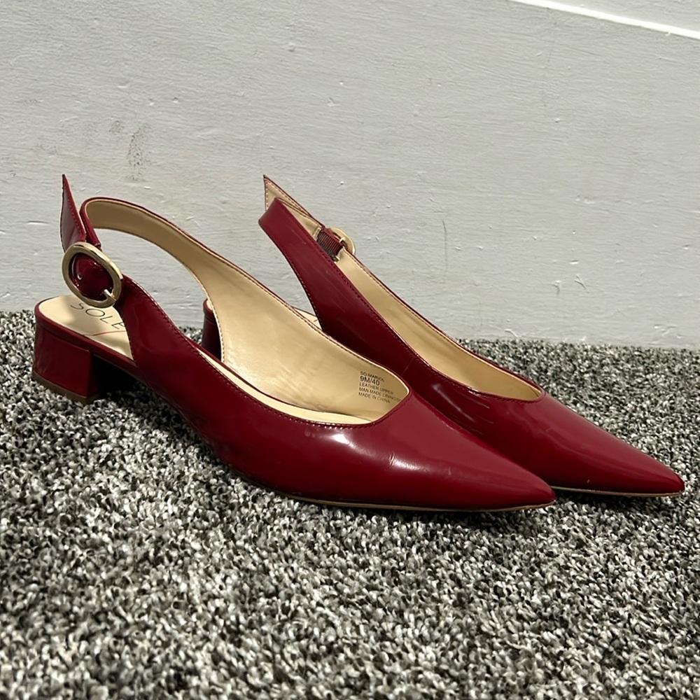 Sole Society Patent Leather Low Block Heels